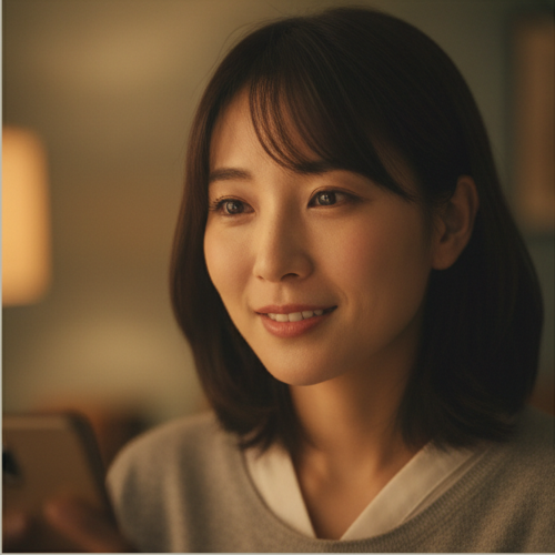 4コマ目3：あかり先生と話し、安心した表情を浮かべる女性